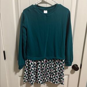 Hanna Andersson Teal tunic with Geometric Skirt size 12